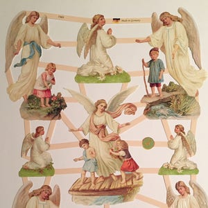 RELIEVES DE CHATARRA Ángeles de la guarda y niños (1 hoja) #7363 - Troqueles en relieve - Hecho en Alemania