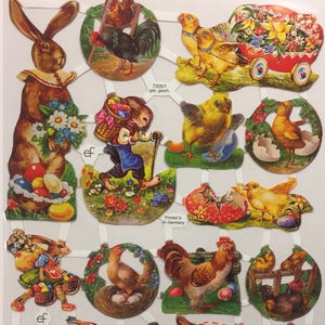SCRAP RELIEFS Vintage Easter Rabbits Chicks (1 hoja) #7205 Troqueles en relieve - Hecho en Alemania