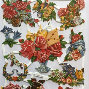 SCRAP RELIEFS Flores Carta de Amor (1 hoja) #7039 - Cortes de Troquel en relieve - Hecho en Alemania