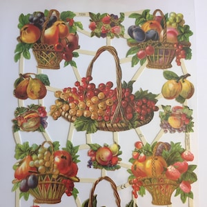 SCRAP RELIEFS Preciosas cestas de frutas (1 hoja) #7239 - Cortes de troquel en relieve - Hecho en Alemania