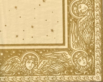 3 Decoupage Weihnachts Getränkeservietten, Gold Engel Eck Rand, 1996, 10" x 10" aufgeklappt