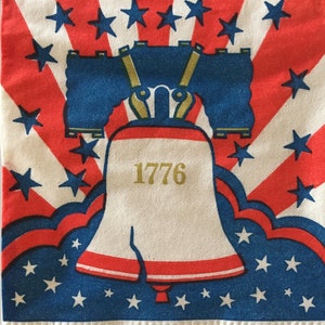 3 guardanapos de bebidas decoupage - autêntico vintage Independence Day Liberty Bell 1776, 10" x 10"