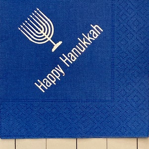 3 Decoupage Getränkeservietten, Happy Hanukkah Silver Menorah, 10"x 10" aufgeklappt