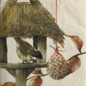 3 Decoupage Servietten - Herbst Vogelhaus 13" x 13" Unfolded