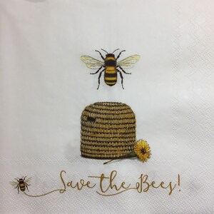 3 decoupage servetten, Save the Bees Bijenkorf 13 "x 13" uitgevouwen