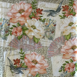 3 Decoupage Servietten, romantische Rosen Gedicht Collage, 13 &quot;x 13&quot;