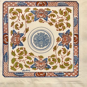 3 Decoupage Vintage Contempo Servetten, Georges Bréard One Chinoiserie Design, 13" x 13" Uitgevouwen