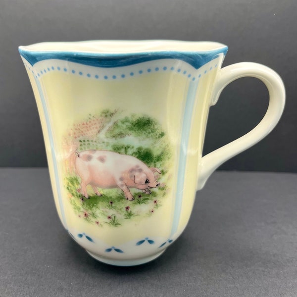 Vintage Lenox Provencal Garden Farm Animal Pink Pig Ceramic Coffee Tea Mug