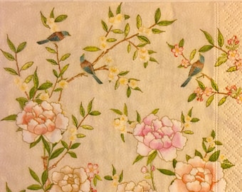 3 Decoupage Napkins, Palace Garden Fresco Cream 13" x 13" unfolded