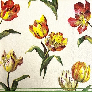 3 Decoupage-Servietten, Frühling Tulpen Blumen, 33 cm x 33 cm ungefaltet