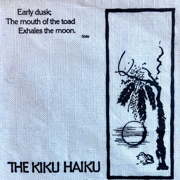 3 Vintage Decoupage Beverage Napkins, Haiku Poem by Shiki, 10" x 10" Unfolded