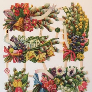 SCRAP RELIEFS Buquês florais de Páscoa (1 folha) #7369 - Cortes em relevo - Fabricado na Alemanha