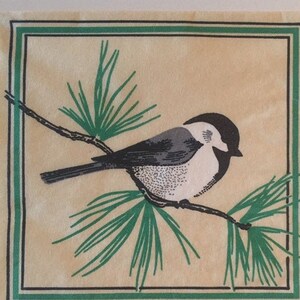 3 Decoupage Authentic Vintage Beverage Napkins, Chickadee Bird On Pine Bough Branch, 10&quot; x 10&quot; unfolded