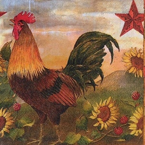 3 Servietten Servietten - Sonnenblumen Hahn 10 "x 10" ungefaltet