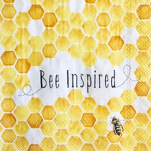 3 decoupage drankservetten Honeycomb Bee geïnspireerd, 10 "x 10" uitgevouwen