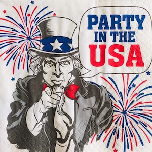 3 Decoupage Beverage Servietten, 4. Juli Party in den USA 10 "x 10" entfaltet