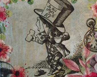3 x FABULOUS FLOWERS-HARE & MAD HATTER A4 DECOUPAGE CARD MAKING PAPER 