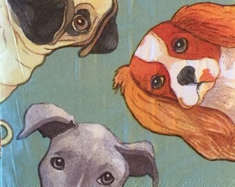 3 Decoupage Hostess Napkins - Dogs Peekaboo 13" x 16" unfolded