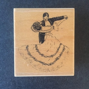 NOVO Stampington & Company P2018 Carimbo de madeira para casal valsante, 1994, 2,75" x 2,5"
