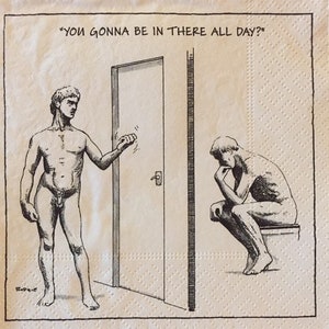 3 Decoupage Beverage Napkins, David and Thinker In There All Day 10&quot; x 10&quot; unfolded