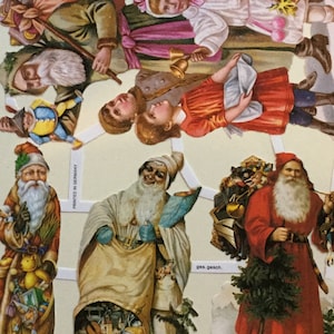 SCRAP RELIEFS Vintage Father Christmas Santa Claus (1 sheet) #7160 Embossed Die Cuts - Made in Germany
