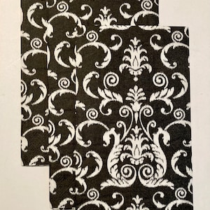 3 Decoupage Hostess Napkins, Elise Fleurs de Bees Regency Black White Pattern, 16&quot; x 12&quot; Unfolded