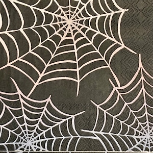 3 decoupage drankservetten, getint Happy Halloween spinnenweb 10"x10" uitgevouwen
