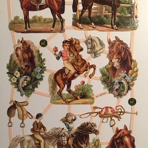 Vintage race paarden Equestrians SCHROOT RELIËFS (1 vel) #7401-reliëf sterven bezuinigingen-Made in Germany
