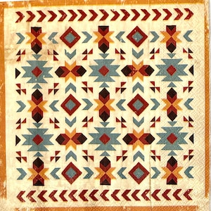 3 Tovaglioli Decoupage, Southwest Serape Textile Pattern 13 "x 13" Unfolded