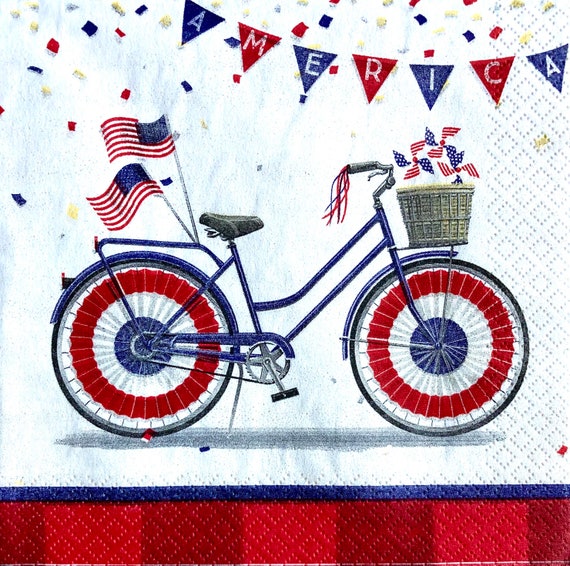 Serviettes de déjeuner de découpage, Patriotic Parade Bicycle