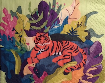 3 Serviettes de découplage, Tiger Fantasy 13 » x 13 » déplié