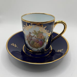 Limoges Florance Porcelain Demitasse Espresso China Cobalt Blue