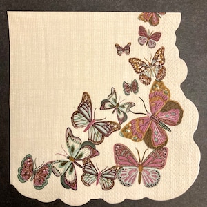 3 Servietten Servietten mit Schmetterlingsrand, 10 &quot;x 10&quot; ungefaltet