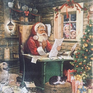 3 Decoupage Napkins Santa's Mail Children Nostalgia, 13" x 13" unfolded