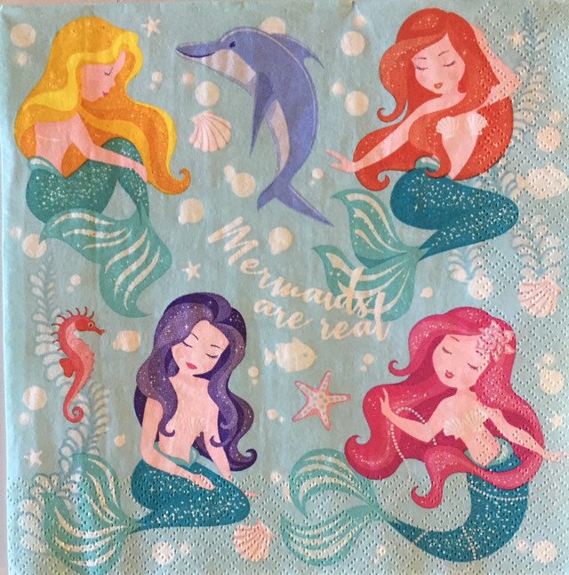 3 Decoupage Napkins Mermaids Are Real 13 X 13 Etsy