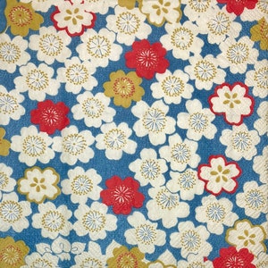 3 guardanapos de decoupage, Museu V&A Seda Japonesa Sakura Blossoms Azul 13" x 13" desdobrados
