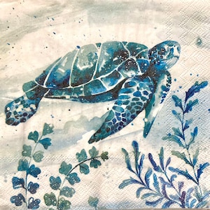 3 Servietten Servietten, Aquaworld Blaue Meeresschildkröte 33 x 33 cm