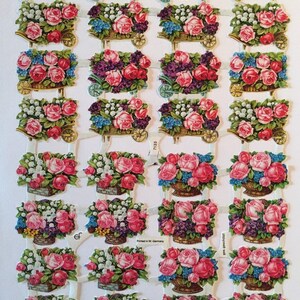 SCRAP RELIEFS Roses Floral Bouquets Baskets (1 hoja) #7133 - Cortes en relieve - Hecho en Alemania
