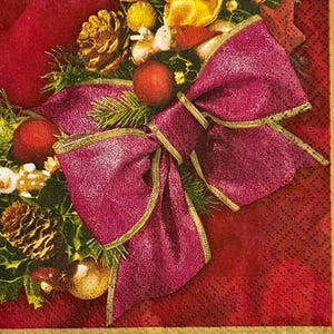 3 Decoupage Beverage Napkins, One Beautiful Christmas Wreath, 10&quot; x 10&quot; unfolded