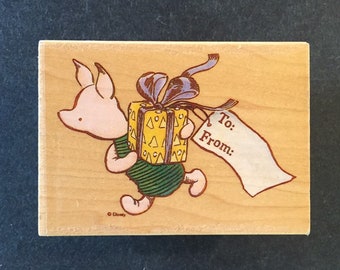 All Night Media Classic Piglet's Gift 754H Wood Mounted Stamp, Used