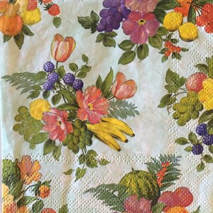 3 Decoupage Getränke Servietten, Sommerblumen und Früchte 10 "x 10" entfaltet