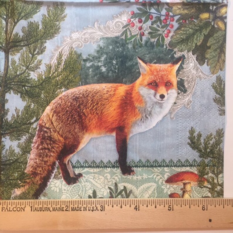 3 Decoupage Napkins Fox and Rabbit 13 X 13 Etsy