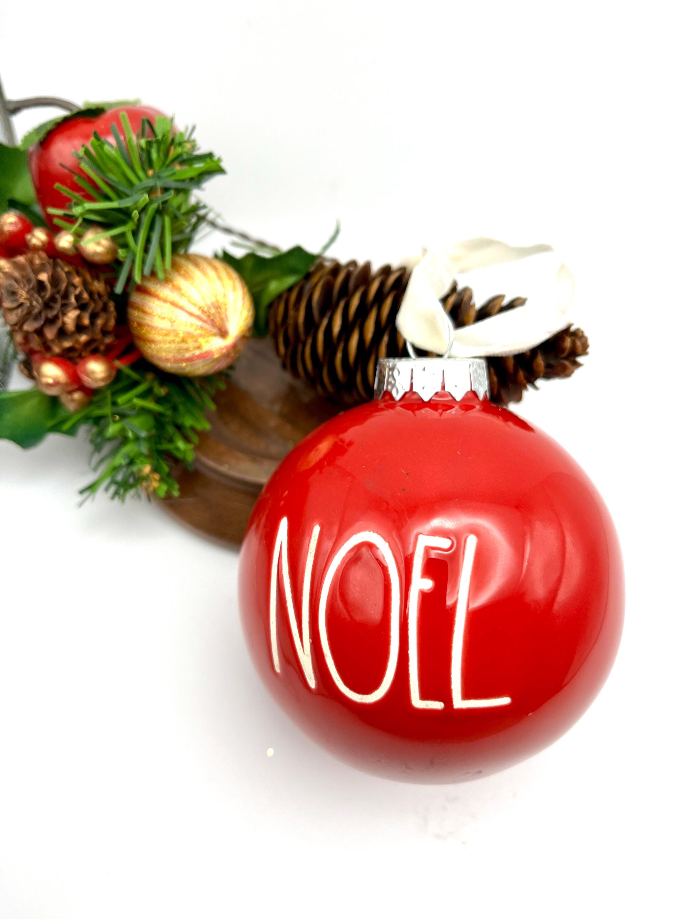 Noel W Rae Rae Dunn by Magenta Red 4” Collectible Christmas Ceramic Ornament NOEL ...