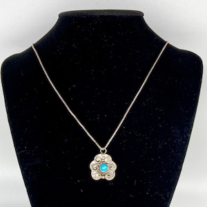 Vintage 925 Silver Turquoise Italian Artisan Pendant Necklace