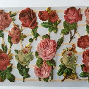 RELIEVES DE RECORTES 13 rosas con flores (1 hoja) n.º 7362 - Troqueles en relieve - Ernst Freihoff GmbH Fabricado en Alemania