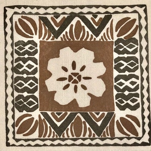 3 Decoupage Beverage Napkins - Vintage Aloha Hawai’i Tapa Flower, 10&quot; x 10&quot; Unfolded