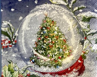 デコパージュ作品クリスマスツリー デコパージュクリスマスナプキン3枚、Sagenヴィンテージクリスマス