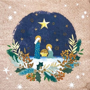 3 servilletas de decoupage: Nochebuena, 13" x 13" sin doblar