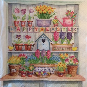 3 Decoupage Servietten, Frühling Glücklich Ostern Schrank 13 "x 13" entfaltet