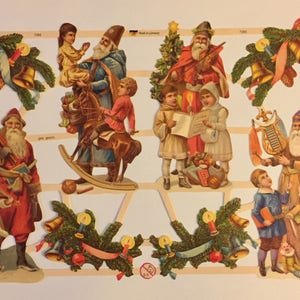 SCRAP RELIEFS Vintage Father Christmas St Nicholas Santa (1 hoja) #7385 Troquelados en relieve - Ernst Freihoff GmbH Made in Germany